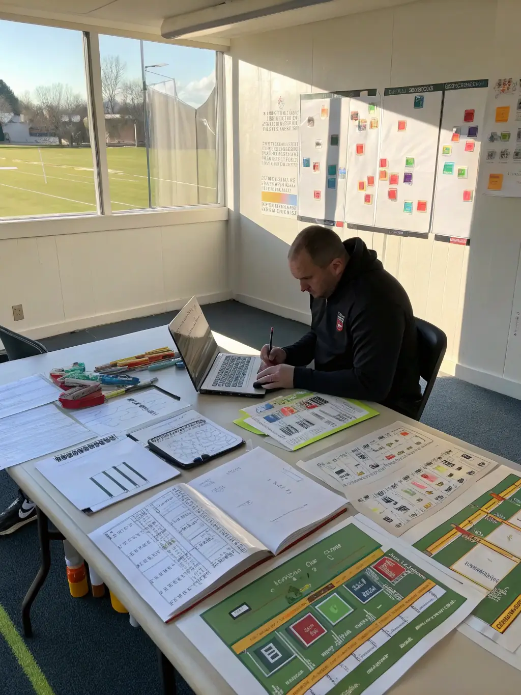 Image of ASG coaches leading a strategic planning session, emphasizing their expertise and dedication to player development.