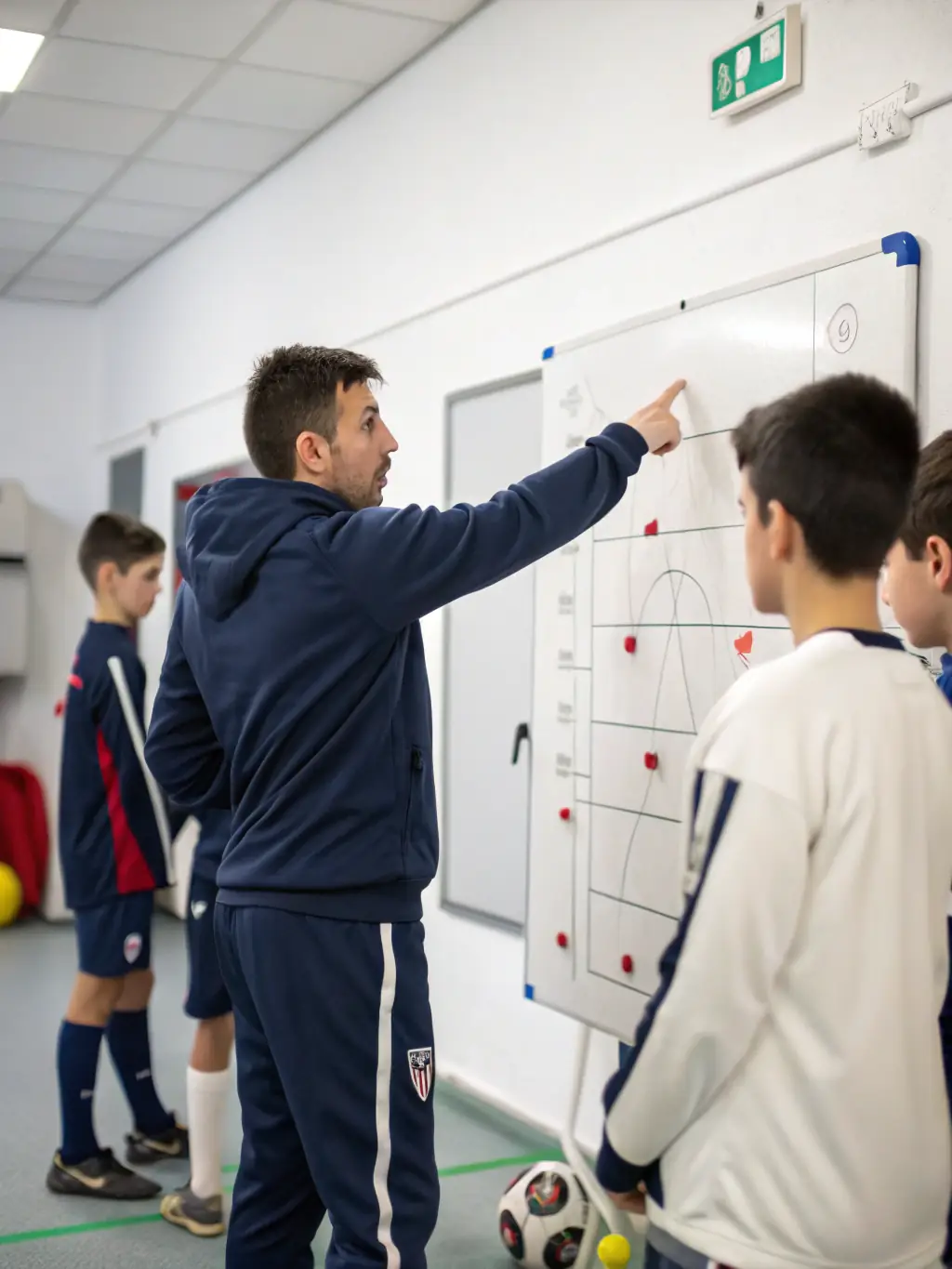 Image of ASG coaches leading a strategic planning session, discussing tactics and player development.